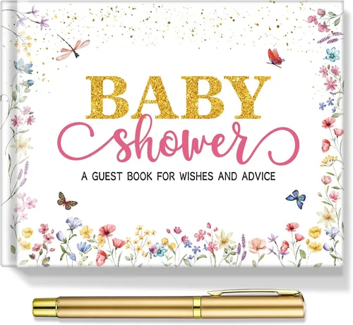 Miniatura 12 de Fuyoooo 27 piezas de libro de invitados para baby shower de safari en la jungla con tarjeta de lugar floral y sello de inicio de sesión para baby