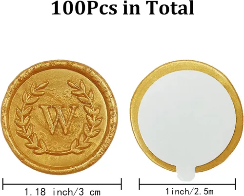 Miniatura 2 de 100 calcomanías adhesivas de cera con letra W, hechas a mano, sin necesidad de sellar, rasgar y usar calcomanías de cera para invitaciones de boda