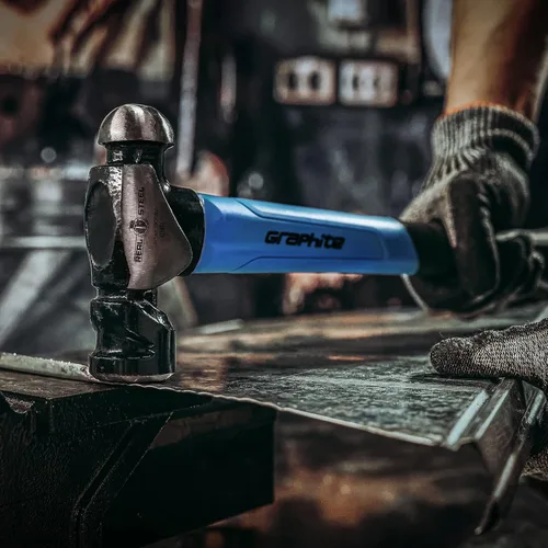 Miniatura 7 de Real Steel Martillo de bola 16oz, herramienta de metal de grafito encamisado forjado cabeza de acero martillo de bola Pein Hammer 0504