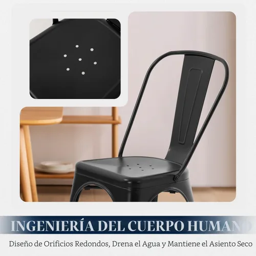 Miniatura 7 de Juego de 4 sillas de comedor, de metal, para interiores y exteriores, sillas de patio, de cocina, de 18 pulgadas de altura, silla de restaurante