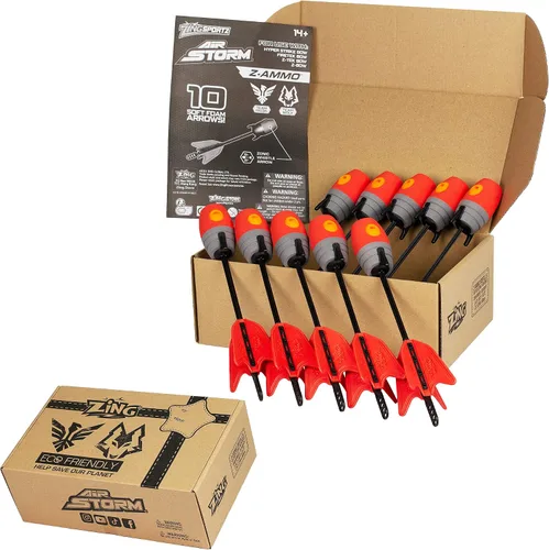 Miniatura 2 de Zing Zonic - Paquete de recambio de flechas silbantes, 10 flechas rojas, compatible con HyperStrike Firetek Z-Tek Z-Curve Z-Bow para niños Rojo