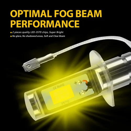 Miniatura 6 de AUXLIGHT H1 Bombillas LED antiniebla DRL, 3000 lúmenes, bombillas de repuesto extremadamente brillantes para automóviles, camiones, amarillo dorado