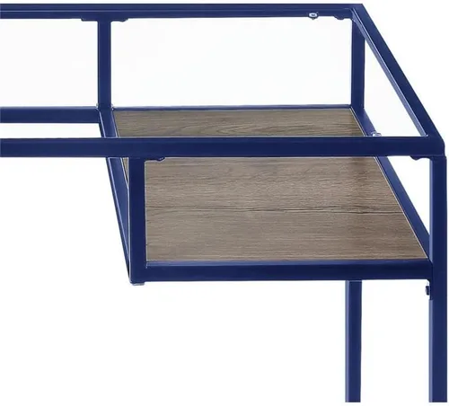 Miniatura 7 de Acme Yasin Escritorio rectangular de cristal con 1 estante en azul y transparente