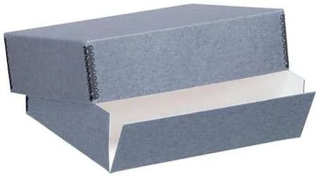 Lineco 9.5" x12.5" Impresión Caja de almacenamiento de archivo, Holds 9" x 12" Items, gota, Front Diseño, 3" Deep, Exterior Color: Blue/Gray