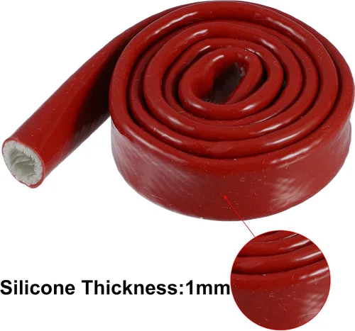 Miniatura 4 de X AUTOHAUX Cinta de fibra de vidrio recubierta de silicona con manga de fuego de 3 pies de identificación de 1/2 "para líneas de manguera