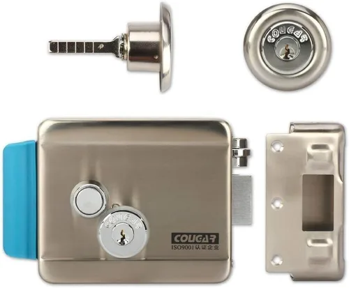 Miniatura 4 de Cerradura electrónica eléctrica para puerta, 6 llaves punteadas computarizadas, CC de 12 V, acero inoxidable, E-lock, soporte de puerta de metal