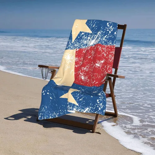 Miniatura 3 de Decktt Toalla de playa con bandera retro de Texas, 32 x 52 pulgadas, toalla de camping de microfibra de secado rápido, súper absorbente, súper