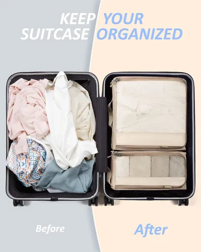 Miniatura 2 de BAGSMART - Juego de 7 cubos de embalaje para maletas esenciales de viaje, juego de bolsas organizadoras ligeras con bolsa de zapatos, cubos de viaje