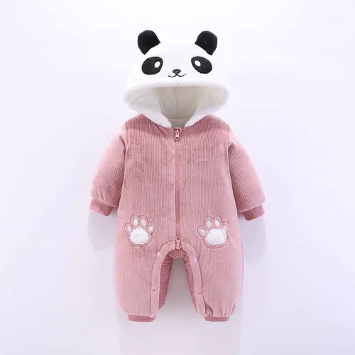 Miniatura 2 de Mameluco unisex con capucha para bebé recién nacido, diseño de panda de dibujos animados, para invierno, Navidad, cálido, con capucha