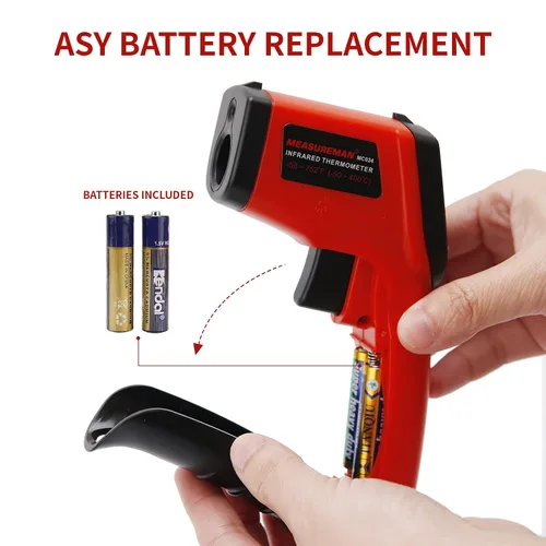Miniatura 2 de MEASUREMAN Termómetro infrarrojo (no para humanos), pistola de temperatura de tamaño estándar, termómetro láser digital sin contacto, 58℉~752℉(-58.0
