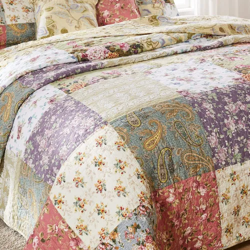 Miniatura 5 de Greenland Home Blooming Prairie, juego de colcha matrimonial de 3 piezas, Algodón, Multicolor, Completo