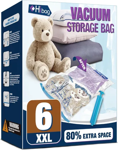 Miniatura 18 de HIBAG Bolsas de Almacenamiento al Vacío con Sellado, 10 Bolsas Jumbo Ahorradoras de Espacio con Sellador al Vacío para Ropa, Edredones, Mantas, Ropa