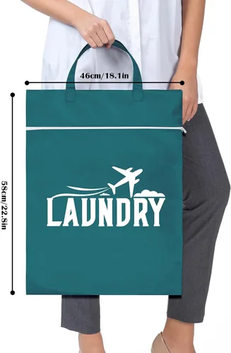 Miniatura 7 de Bolsa grande de viaje para lavandería, lavable, impermeable, bolsa de ropa sucia, bolsa de entrenamiento para gimnasio, lavandería, ropa húmeda