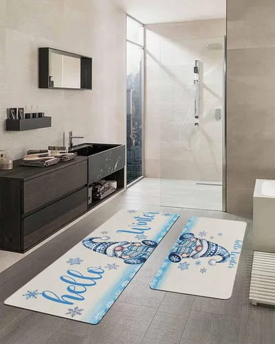 Miniatura 2 de Tapete de baño de gnomos de Navidad para bañera, antideslizante, de secado rápido y absorbente, tierra de diatomeas, fregadero, dormitorio, cocina