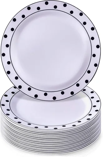 Miniatura 8 de Silver Spoons Platos desechables para fiesta – (20 piezas) juego de vajilla desechable resistente de 7.5 pulgadas, platos de plástico de comedor