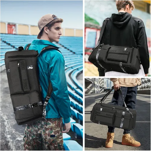 Miniatura 6 de Bolsas de gimnasio para hombre, bolsa de lona para gimnasio, mochila deportiva de 3 vías para hombres con compartimento para zapatos y bolsillo
