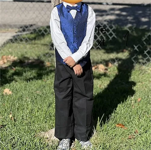 Miniatura 6 de Alizeal Conjunto clásico de corbatín y chaleco de traje de cachemira para niños
