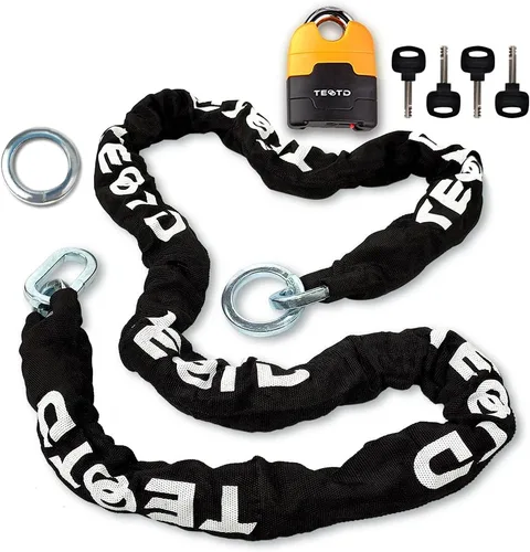 Miniatura 12 de Candado de cadena antirrobo de alta resistencia para motocicleta, 3 pies de largo, cadena de 0.394 in de grosor con cerradura de color brillante, 4