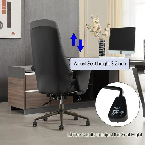 Miniatura 4 de Silla de escritorio de oficina en casa con reposapiés, respaldo alto, silla ergonómica para computadora con soporte lumbar, silla giratoria