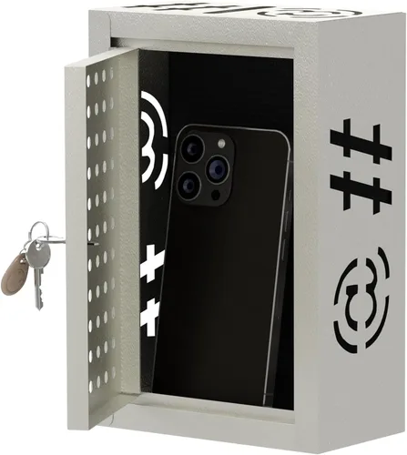 Miniatura 4 de OSKIE Caja de tiempo de inactividad con cerradura para teléfono con llave, armario de almacenamiento de teléfono inteligente de metal, soporte