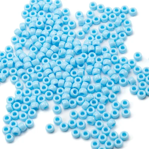 Miniatura 30 de 1000 piezas de cuentas de pony acrílicas de un solo color de 6 x 9 mm a granel para hacer joyas, aretes, trenzado de cabello Azul Oscuro