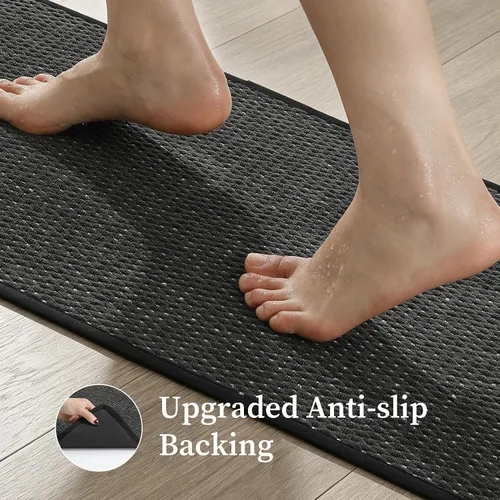 Miniatura 6 de YIHOUSE Juego de alfombras de baño de 3 piezas, alfombras de baño suaves de pelo bajo, tapetes de baño delgados antideslizantes, de secado rápido