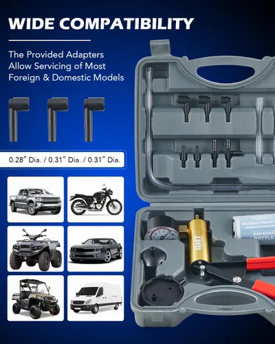 Miniatura 5 de Orion Motor Tech Kit de purga de frenos con bomba de vacío manual y adaptadores, kit de purga de frenos para líquido de frenos y líquido de Gris