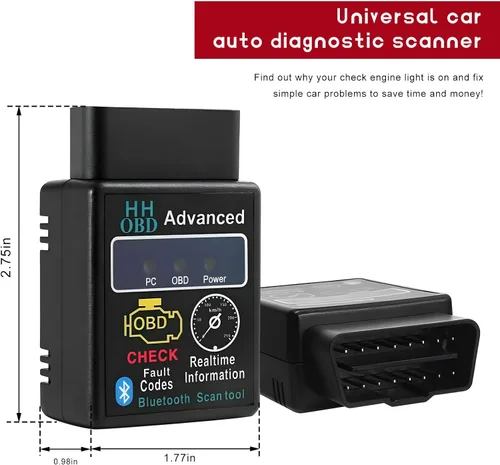 Miniatura 2 de Escáner Bluetooth OBD2 para Coche, Lector de Códigos de Diagnóstico Inalámbrico OBD II, Herramienta de Escaneo Bluetooth, Adaptador Universal