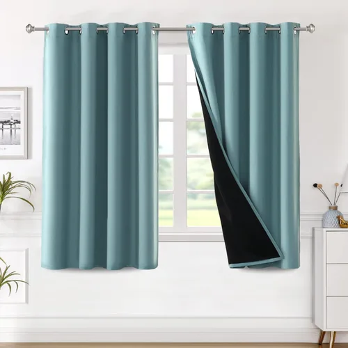 Miniatura 32 de H.VERSAILTEX Paneles de cortina 100% opacas de 45 pulgadas de largo, con aislamiento térmico, cortinas opacas con forro para dormitorio, dos capas