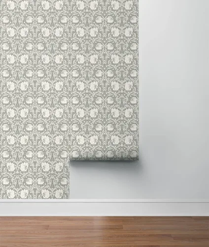 Miniatura 7 de NextWall - Papel pintado floral de pimpernel, de pelar y pegar (Gris aleación y Alabastro)