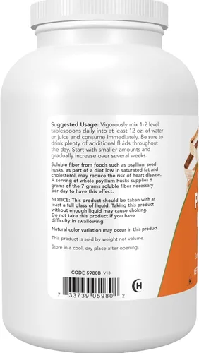 Miniatura 3 de NOW Suplementos, cáscaras enteras de psyllium, proyecto verificado sin OMG, fibra soluble, 16 onzas