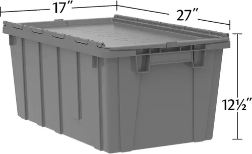 Miniatura 6 de Buckhorn AR2717120201000 Contenedor de Almacenamiento Industrial de Plástico Apilable KeepBox Tote con Tapa Articulada Adjunta