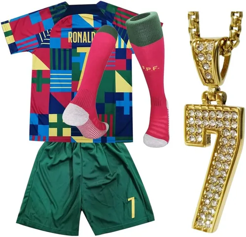 URAISEUS Camisetas de fútbol para niños para niños, talla juvenil, camiseta de regalo para niños con calcetines y collares #7