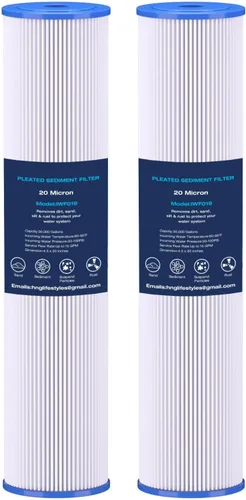 H&G Lifestyles Filtro de agua de sedimento plisado micro de 20 x 4.5 pulgadas para toda la casa para agua de pozo, compatible con ECP20-20BB,