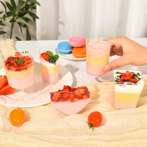 Miniatura 5 de 100 Pack Plastic Dessert Cups with Spoons, 5 oz Clear Small Mini Dessert Cups with Spoons, Dessert Shooter Cups for Party, Plastic Parfait Cup