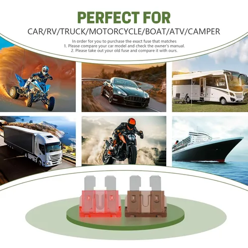 Miniatura 4 de LOCOPOW Kit de 100 fusibles de hoja estándar, kit surtido de fusibles para automóvil, fusibles para caravana, 5A/7.5A/10A/15A/20A/ 25A/ 30A/ 35A