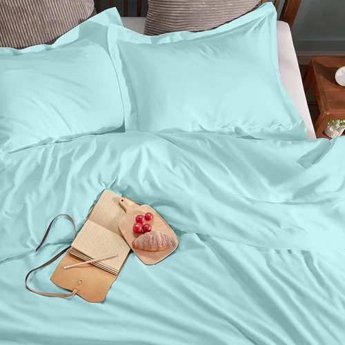 Miniatura 3 de LinenHouse Juego de funda de edredón de 3 piezas de alta calidad con cierre de cremallera y lazos en las esquinas, fundas de almohada ultrasuaves