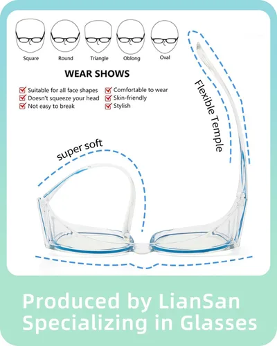 Miniatura 4 de LianSan Gafas de seguridad sobre anteojos para mujer, gafas antivaho que se ajustan sobre las gafas para certificación ANSI Z87.1 Azul