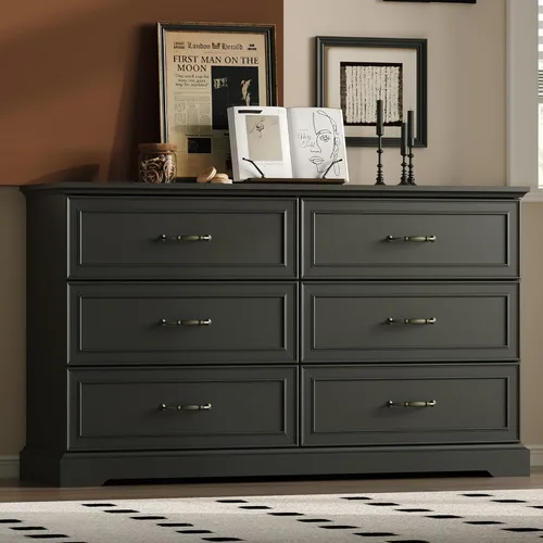 Miniatura 28 de Cómoda rústica de 3 cajones para dormitorio, cómoda moderna de 24 pulgadas de ancho con cajones profundos y asas de barra, mesita de noche de madera