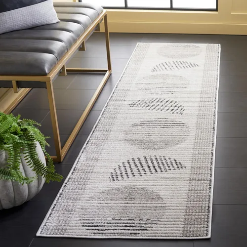 Safavieh Alamo Collection ALM779F-28 - Alfombra de pasillo, 2 pies 2 pulgadas x 8 pies, color marfil y gris, diseño moderno, no desprende pelusa y