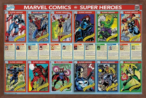 Miniatura 16 de Trends International Marvel Comics - Marvel 80th Anniversary - Cards Wall Poster, 14.725" x 22.375", Barnwood Framed Version