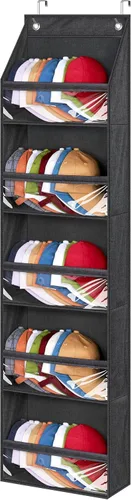SLEEPING LAMB Organizador de sombreros de puerta estrecha para gorras de béisbol, estante para gorras de béisbol para armario/pared, soporte de