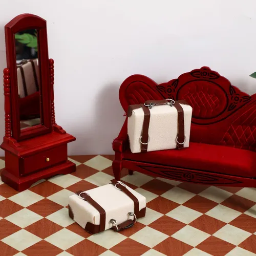 Miniatura 3 de Maleta de maletero miniatura 1/12, 2 piezas, maletín de equipaje micro paisaje de viaje tronco foto accesorios de decoración de casa de muñecas