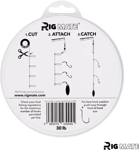 Miniatura 9 de Aparejos de Bucle Colgante Pre-Atados de 30 lb. Carrete de Línea de Pesca. Bucles Separados 18 Pulgadas con Tamaño de Bucle de 5.5 Pulgadas.