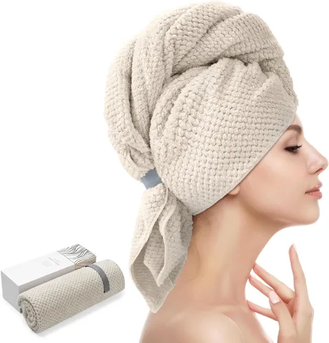 Miniatura 14 de YFONG Toalla Envolvente Grande para Cabello para Mujeres, Toalla de Cabello de Microfibra Súper Absorbente para Cabello Rizado, Turbantes de Cabello