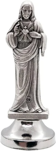 Miniatura 12 de VILLAGE GIFT IMPORTERS Mini estatua de santo Figuras clásicas cristianas y católicas Metal plateado Parte inferior adhesiva Decoración