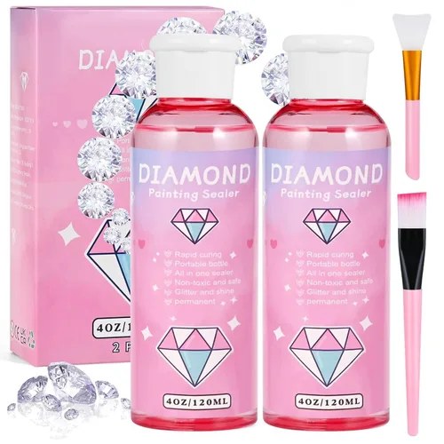 Miniatura 8 de Faburo 2 piezas de sellador de pintura de diamante protector abrillantador (120ml*2), pegamento para accesorios de pintura de arte de diamante