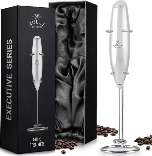 Miniatura 550 de Zulay Milk Boss Espumador de leche potente manual, hace espuma para latte, batidor para mezclar bebidas, café, miniespumador para capuchino, frappé