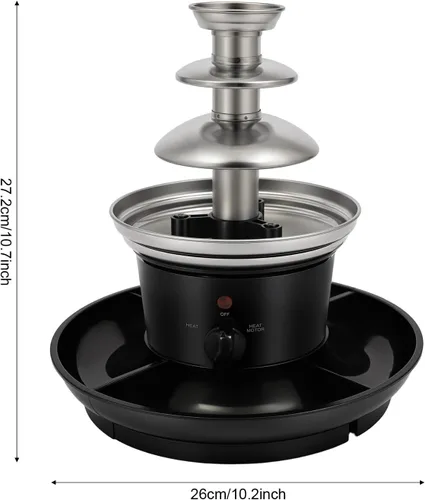 Miniatura 2 de Máquina eléctrica de fuente de chocolate, fuente de fondue de acero inoxidable de 3 niveles con varilla en espiral, capacidad de 1 libra para bodas