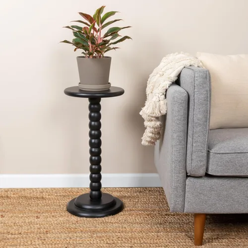 Miniatura 6 de Creative Co-Op Mesa auxiliar de cóctel con pedestal, color negro